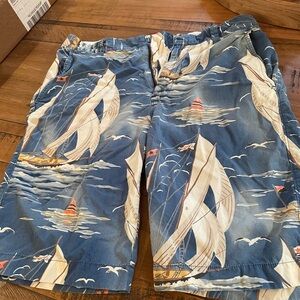 Vintage j crew classic fit cotton Nautical sailing Print Blue Shorts 31